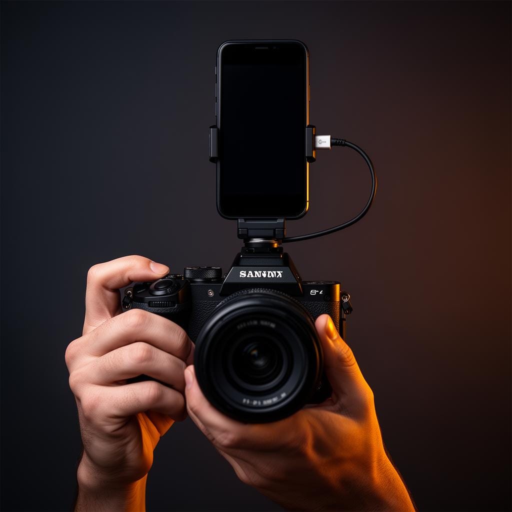 Pair your phone with your camera over USB or Wi-Fi tethering.